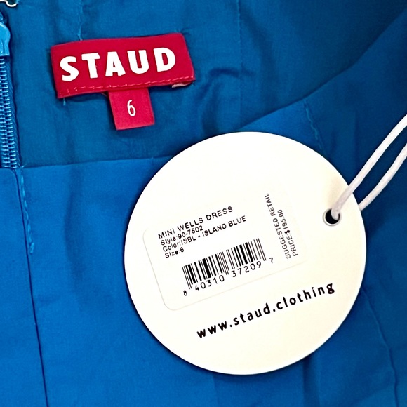 NWT Staud Wells Mini Dress Island Blue - Picture 16 of 16